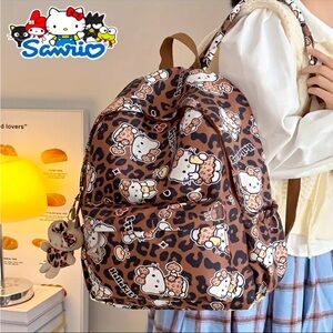 🆕 Hello Kitty - Sanrio - Brown Leopard Print Backpack - NIB
